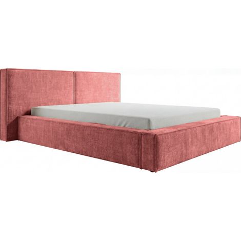 CELIA - Lit coffre tissu velours Rose 140x200cm (1/5)