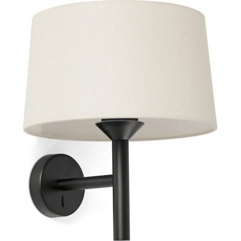 WINDSOR aplique de pared negro/lino 20221-130