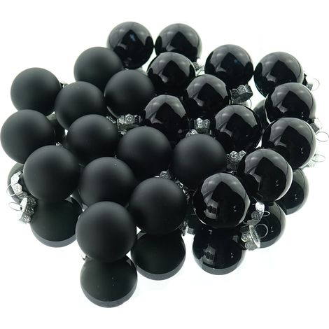 Weihnachts-Micro-Kugeln Black schwarz Ø 2,5 cm aus Glas - 24er Set
