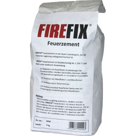 FireFix Zement feuerfest 2 kg Feuerzement für Ofen Kamin Ofenbau Kaminmörtel