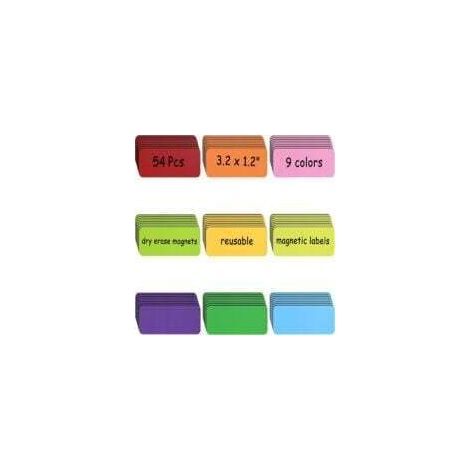 54 Étiquettes magnétiques inscriptibles 80x30mm, Cartes Magnétiques Effaçables, étiquettes magnétiques effaçables,pour Tableaux Blancs, Réfrigérateurs (1/4)