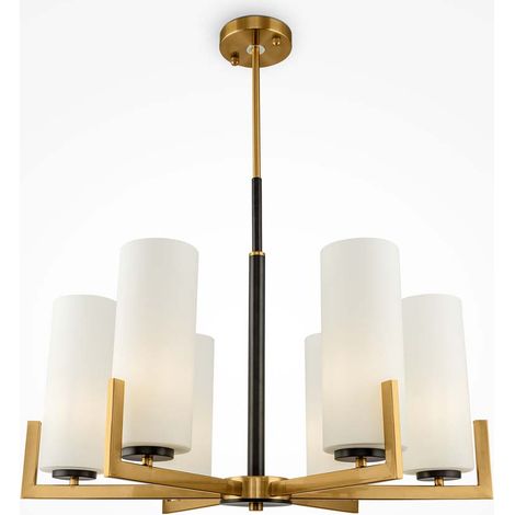 Maytoni Fortano Moderner Fortano Kronleuchter aus Messing, 6-flammig, Glasschirm (1/5)