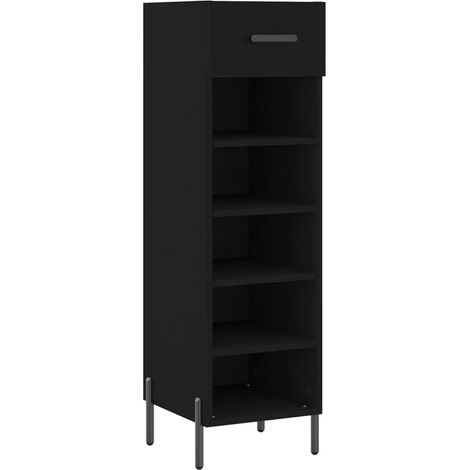 Armoire à chaussure  Meuble à chaussures noir 30x35x105 cm bois d'ingénierie