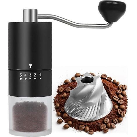 Moulin à café manuel avec meules en céramique, cafetière à main avec broyeur à grains de café intégré (1/5)