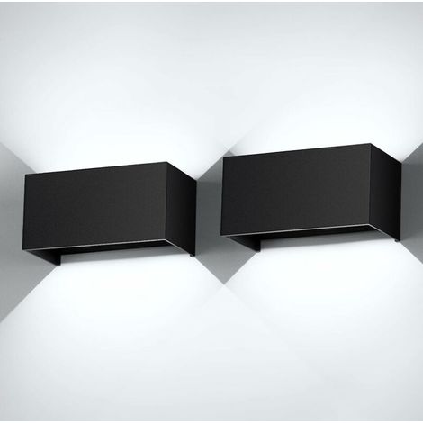 2PCS 24W Appliques Murales Exterieur/Interieur Lumière blanche 6000K Applique Murale LED avec Angle de Faisceau Réglable Applique Interieur Etanche IP65 Blanc (1/5)