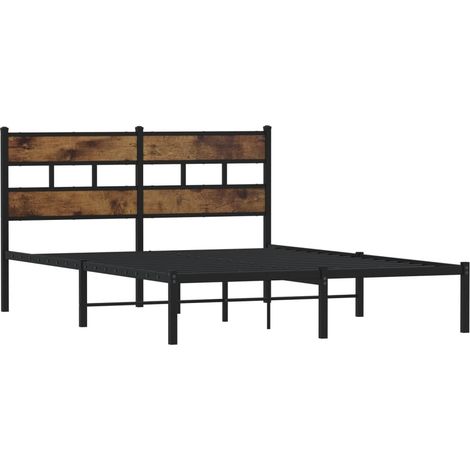 Estructura de cama sin colchón metal roble ahumado 160x200 cm vidaXL (1/4)