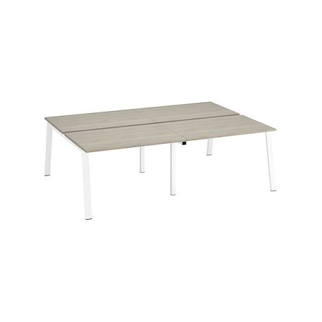 Pôle de 4 bureaux droits chêne gris L 120 x P 80 cm piétement métal blanc - Arch - Maxiburo