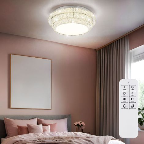 Deckenleuchte Deckenlampe Esszimmerlampe Dimmer Fernbedienung Kristalle LED 50cm