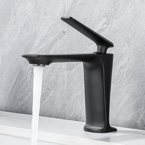 Badezimmerarmatur, schwarze Badezimmerarmatur, Waschbeckenarmatur, Einhebelmischer, Badezimmer