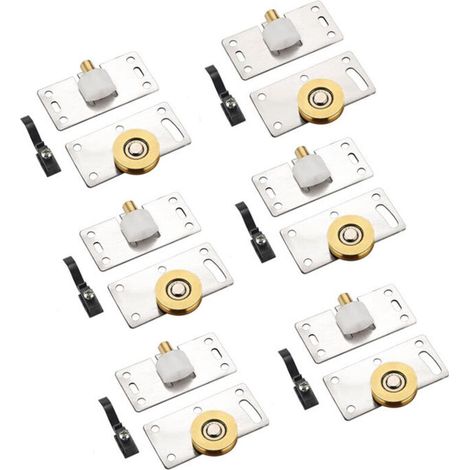 6 paires de roulettes pour portes coulissantes d’armoires, fenêtres et meubles – silencieuses et durables (1/4)