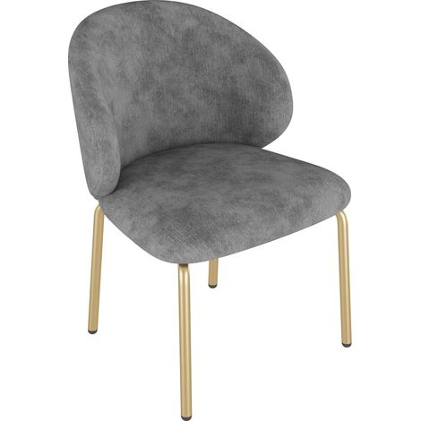 Une Chaise de Toilette Gris, Chenille, Pieds Dorés, L47,5 × P56 × H74 cm (1/5)