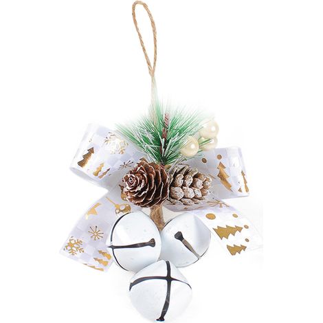 5 Ornements de Noël, Pendentif clochette, Décoration sapin, Nœud décoratif, Sommet arbre, Ambiance festive (1/5)