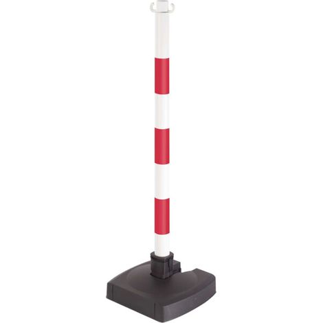 Moravia Support de chaîne pliable rouge/blanc 50 × 900 mm avec 2 crochets et plaque de pied (1/4)