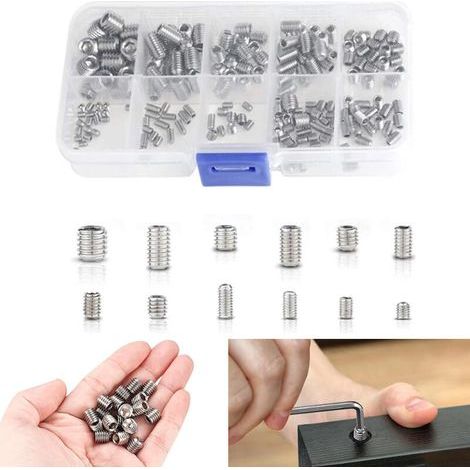 Lot de 200 vis Allen en acier inoxydable – Tête hexagonale M3 M4 M5 M6 M8 – Résistantes à la rouille – Avec boîte de rangement - 200Pcs (1/5)