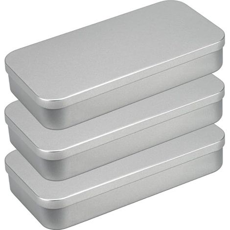 boîtes de rangement en métal avec couvercle à charnière Boîte en étain Rangement pour petites pièces, bijoux, voyages, 20,3 x 10,3 x 3,5 cm (1/5)