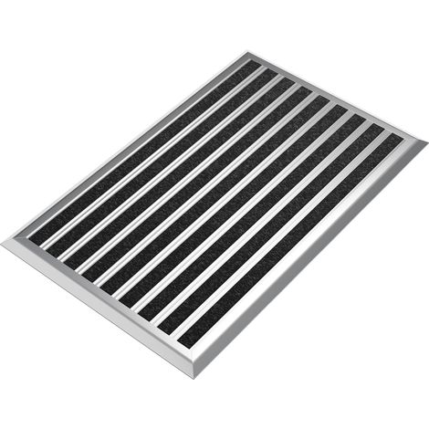 Tapis d'entrée extérieur 50x80 cm, paillasson extérieur avec Bord en Aluminium argenté et revêtement en polypropylène, Tapis d'extérieur résistant à la Pluie, Tapis de Porte pour entrée (1/5)