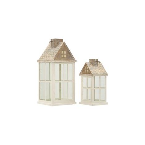 Ensemble de 2 lanternes d'intérieur - dimensions : 24,5 x 24,5x55 - 17 x 17x37,5 (verre trempé) (1/5)