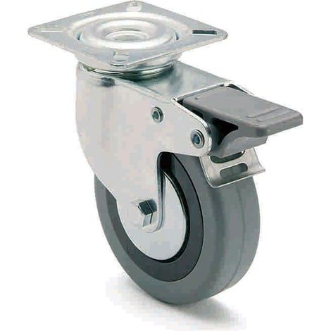 FPLUS rueda goma con placa 80 mm. con freno 75279 , Rueda de polipropileno con freno
Diametro rueda 80 mm.
Peso maximo. 65 KG.
Altura total     106 mm.
Placa  giratoria