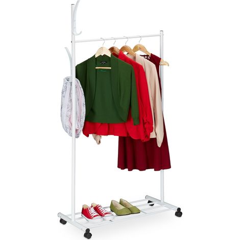 Percha blanca con ruedas