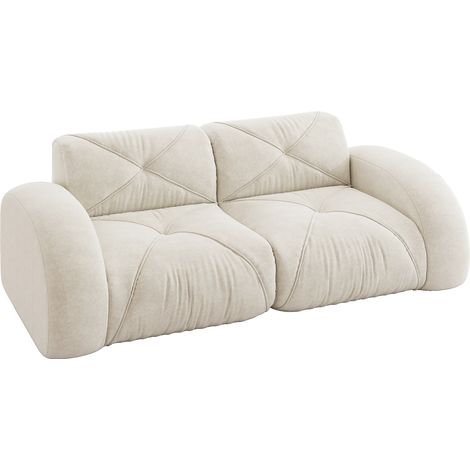CAIziCanapé sans cadre, canapé modulaire 2 places, mousse haute densité 32D, adapté au salon, tissu chenille confortable, design antidérapant, aucun montage requis, blanc (1/5)
