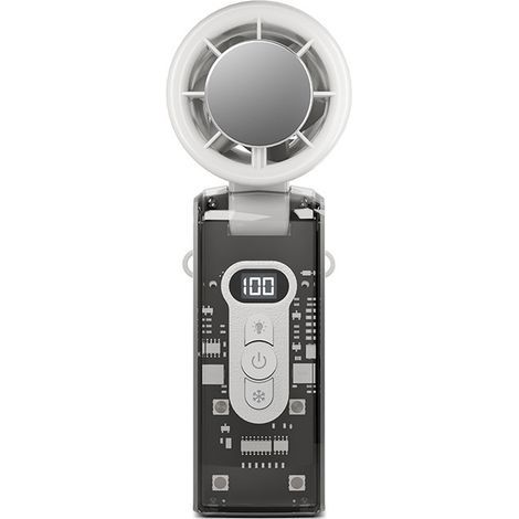 Ventilatore portatile con cuscinetto di raffreddamento istantaneo e luce LED, batteria da 3600 mAh, angolo di inclinazione di 135°, pieghevole, ideale per viaggi, ufficio e casa. (1/5)
