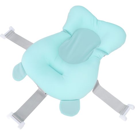 Coussin de bain pour bébé, matelas flottant à 3 points de soutien, antidérapant, en maille, pour nouveau-né et nourrisson (vert). (1/5)