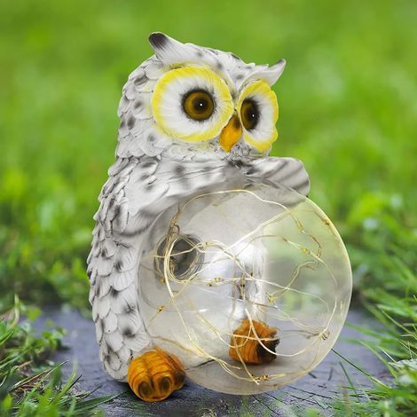 Statues de hiboux de jardin, lumières solaires, décoratives pour l'extérieur, statue solaire, décoration extérieure pour terrasse, cour, ornements de pelouse - Cadeau de jardin pour les festivals (1/5)