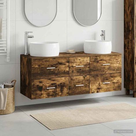 vidaXL Bathroom Furniture Set 3 pcs Smoked Oak 49.5 x 44.5 x 66 cm (1/5)