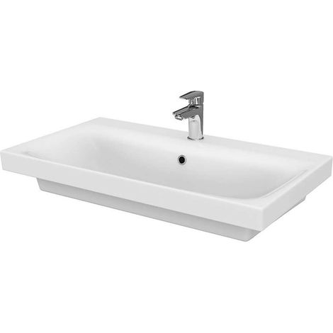 Cersanit Moduo - Lavabo 80x45 cm, con rebosadero, orificio para grifo, blanco K116-013 (1/3)