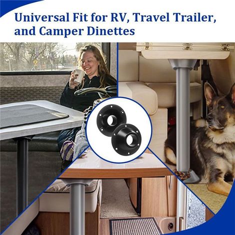 Convient aux pieds de table pour camping-cars (lot de 4), aux pieds de table à colonnes spécifiques pour camping-cars, aux supports de pieds de table encastrés et aux plaques de base.