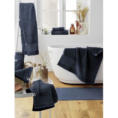 Serviette de toilette 50 x 90 cm GARANCE Bleu minuit (1/3)