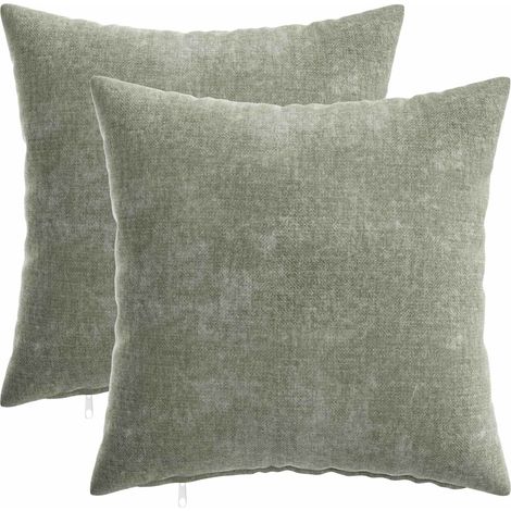 Funda de almohada 2 uds. HEERLEN Verde 35 x 35 cm Tela Chenille vidaXL (1/5)