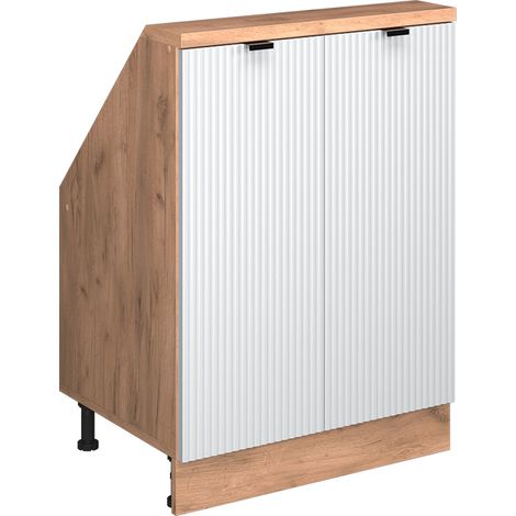 Armario de cocina para techo inclinado R-Line, Ondulación blanca, 60 cm con 2 puertas, Vicco (1/5)