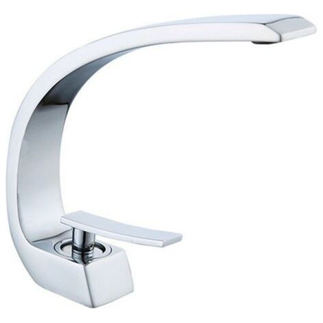 Robinet de lavabo nordique moderne avec poignée incurvée, chromé (1/5)