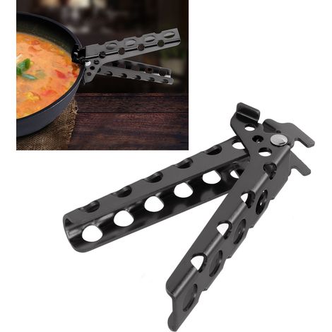 Camping-Topfzubehör, Topfzange aus hitzebeständiger und rutschfester Aluminiumlegierung, Camping-Topfzange, Bratpfannenzange, grau. (1/5)