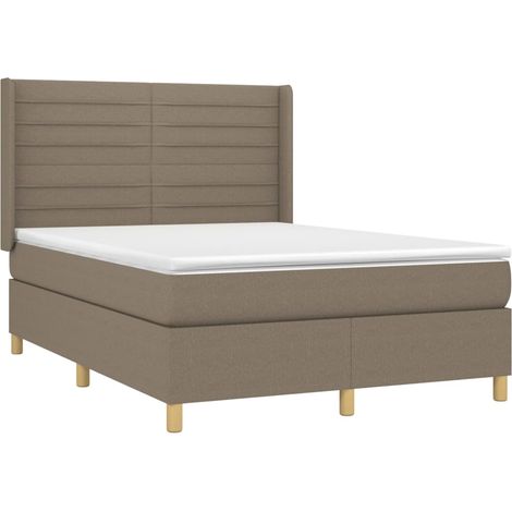Letto a Molle con Materasso e LED Tortora 140x190 cm in Tessuto vidaXL (1/5)