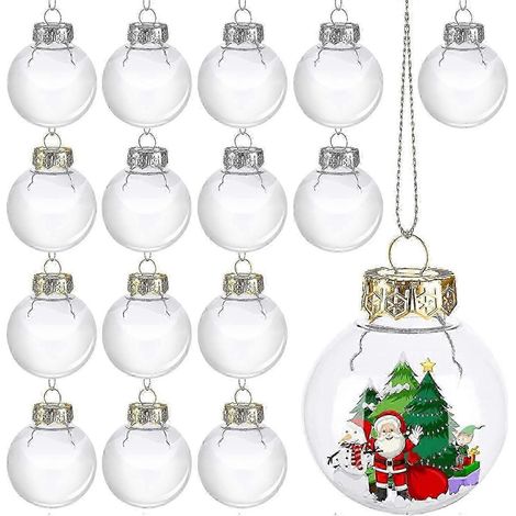 Boules acryliques transparentes pour décorer votre sapin de Noël (16 pièces), 6 cm de diamètre. Idéales pour décorer votre sapin ou pour vos décorations de Noël à faire soi-même. (1/4)