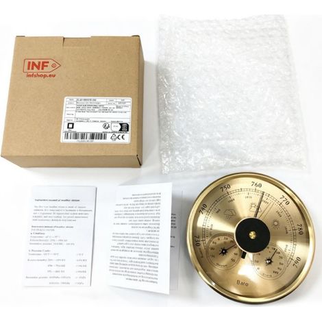 Baromètre Analogique 130mm avec Thermomètre et Hygromètre - Station Météo 3-en-1, Mesure Précise Or (1/5)