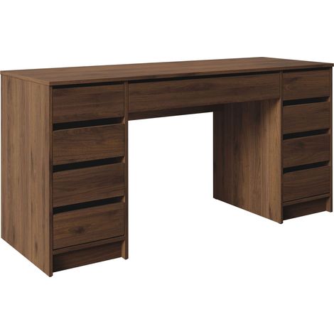 Bureau Comfivo Terros II, Noyer, Avec tiroirs, Le nombre de portes: 0, Nombre de tiroirs: 9, 76x154x55cm