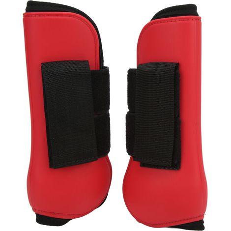 Stivali da equitazione, scocca in PU, parte anteriore della gamba con imbottitura elastica per l'allenamento al salto, gambe rosse M-Crezuo