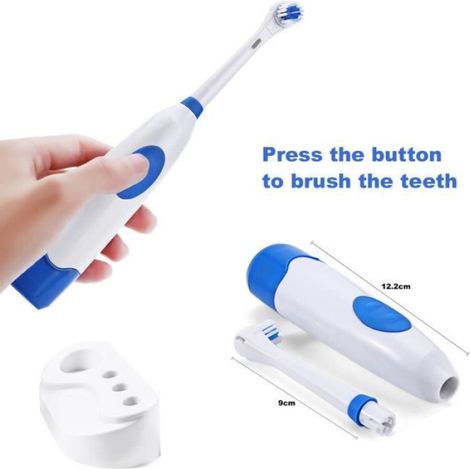 Brosse à Dents Électrique Rotative - - 1 Manche 4 Têtes de Brossette - Vert - Adulte (1/4)