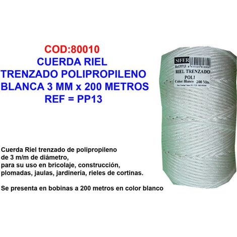 Corda intrecciata in polipropilene bianco 3 mm x 200 metri