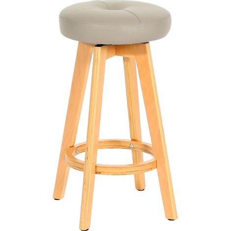 Taburete de bar x1 asiento giratorio en madera y polipiel color topo con patas ligeras 040008596