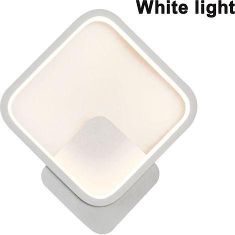 Applique murale LED d'intérieur, spot mural carré, 12 W, pour salon, chambre, couloir, escalier, lampe de chevet, décoration de chambre (Blanc, Style 2)