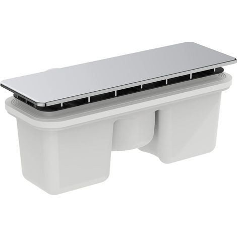 1 Ensemble bonde,cache-bonde rectangulaire,sortie orientable,finition chrome,receveur de douche Ultra Flat