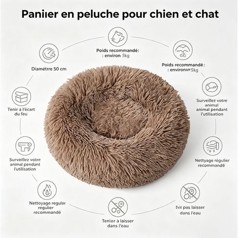 Tapis rond en peluche pour animaux de compagnie, convient aux chats et aux chiens, 50 cm de diamètre, confortable et chaud, poids maximal supporté : 5 kg - Kaki (1/5)