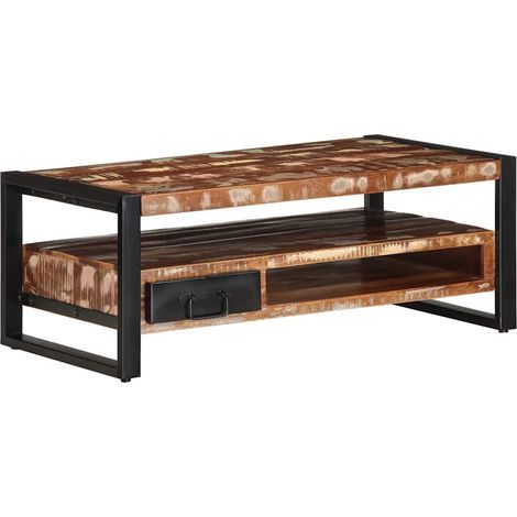 Couchtisch Mehrfarbig 90x50x36 cm Altholz Massiv