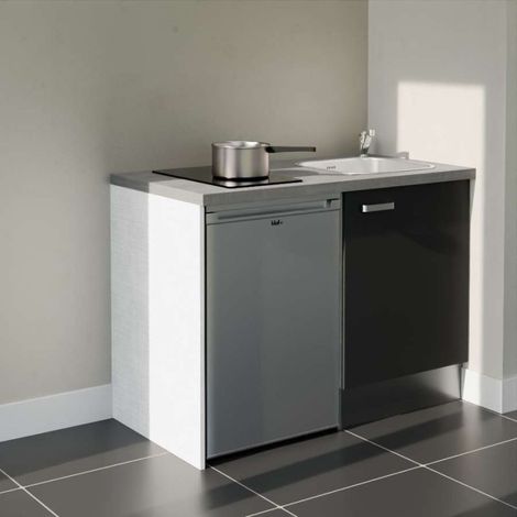 Kitchenette K08L-PT avec électroménager - 120 cm - plan stratifié, évier inox (1/5)