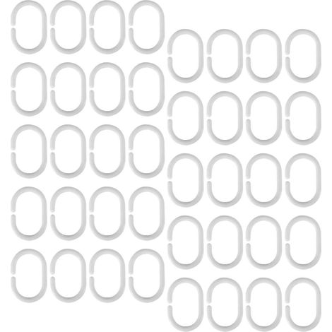 Reusable Shower Curtain Hooks C in White PP Plastic Easy to