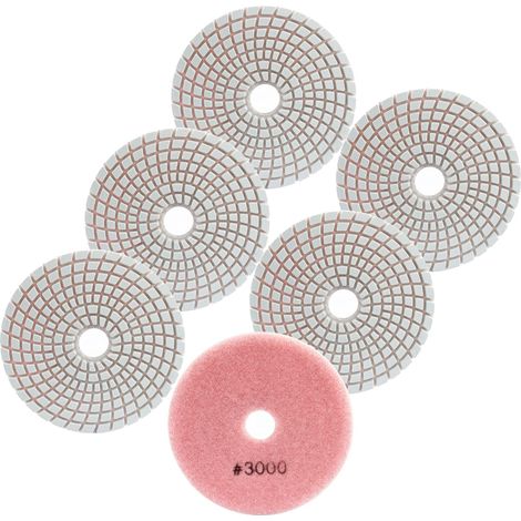 Disque Diamant de Polissage 6 pièces 100mm 3000 Tampon Polissage Diamant pour Granit Marbre Pierre Artificielle Quartz pour Meuleuse d'angle (1/5)